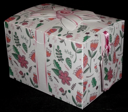Gift Box Colourful Floral Pattern with Bow Decoupage by Allen Bowen