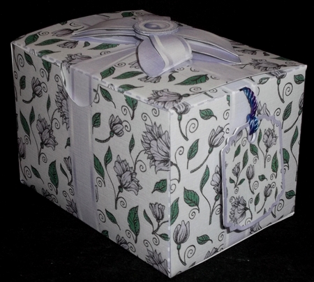 Gift Box Lilac Flowers Pattern with Bow Decoupage by Allen Bowen