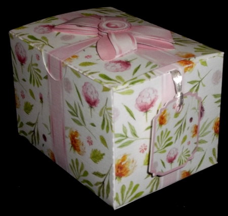 Gift Box Grape & Gold Floral with Bow Decoupage by Allen Bowen