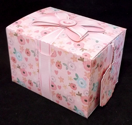 Gift Box Pink Floral with Bow Decoupage by Allen Bowen