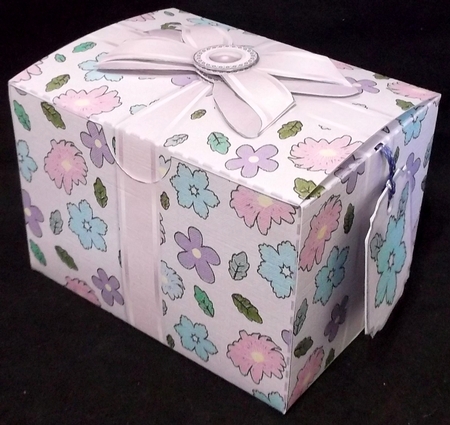 Gift Box Pretty Flowers on a Lilac Background with Bow Decoupage by Allen Bowen