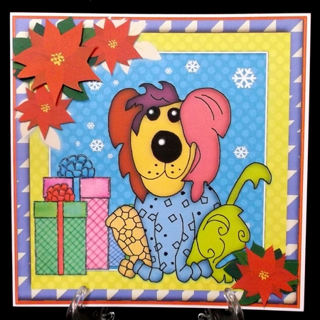 Raggy Xmas Dog Card Front 10 by Allen Bowen