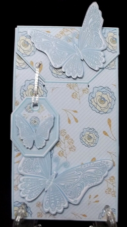 Blue Floral Pattern with Butterflies Card/Money Envelope Mini Kit by Allen Bowen