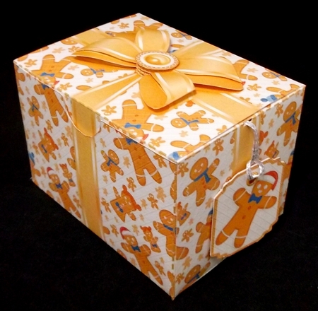 Gift Box Gingerbread Men with Bow Decoupage by Allen Bowen