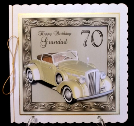 70th Birthday card for Grandad with vintage car by Allen Bowen