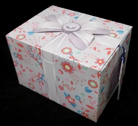 Gift Box Lilac Floral Pattern with Bow Decoupage by Allen Bowen