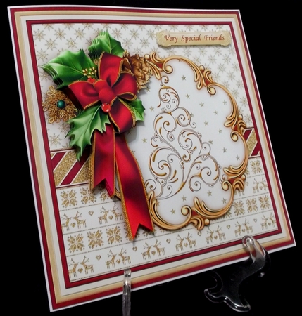 HOLLY RIBBON & Gold Tree 8x8 Christmas Decoupage Mini Kit by Allen Bowen
