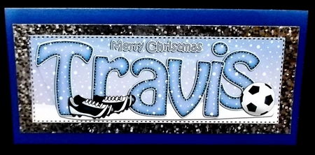 Large DL Merry Christmas TRAVIS 3D decoupage  by Allen Bowen