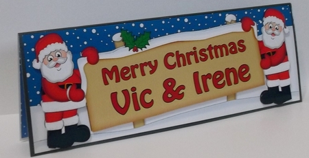 Large DL Merry Christmas VIC & IRENE 3D decoupage by Allen Bowen