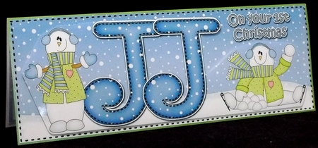 Large DL Merry 1st Christmas JJ  3D decoupage by Allen Bowen