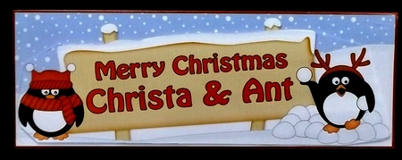 Large DL Merry Christmas CHRISTA & ANT 3D decoupage  by Allen Bowen