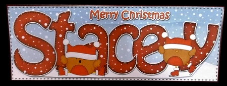 Large DL Merry Christmas STACEY 3D decoupage  by Allen Bowen