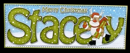 Large DL Merry Christmas STACEY 3D decoupage  by Allen Bowen