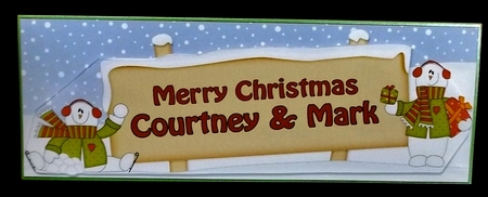 Large DL Merry Christmas COURTNEY & MARK 3D decoupage  by Allen Bowen