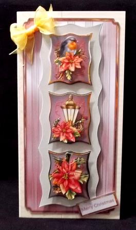 Robin, Lamp and Poinsettias Dl Card by Allen Bowen