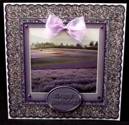 Lavender Fields in a Purple Gravel Frame 8in x 8in Quick Car by Allen Bowen