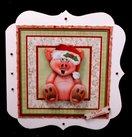 Happy Piggin Christmas Card Topper & Decoupage by Allen Bowen