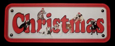 Staffie & Hats Christmas Name Sign 3D Decoupage by Allen Bowen
