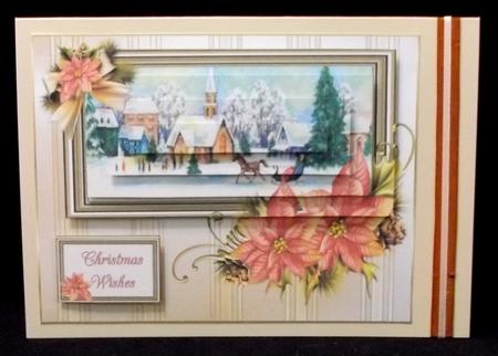 Vintage Christmas Scene with Beautiful Poinsettia Pyramid by Allen Bowen