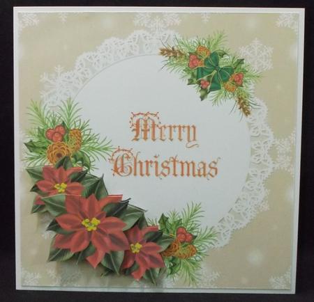 8x8 Merry Christmas with Poinsettias Decoupage by Allen Bowen