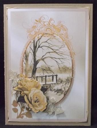 Sepia Vintage Winter with Roses Decoupage Sheet by Allen Bowen