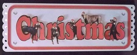 Doberman & Hats Christmas Name Sign 3D Decoupage by Allen Bowen