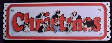 Border Collie & Hats Christmas Name Sign 3D Decoupage by Allen Bowen