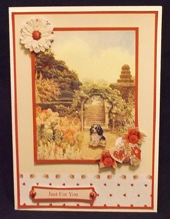 Puppy in the Garden & Floral Decoupage by Allen Bowen