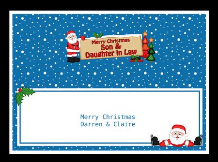 Lge Dl Xmas Son & Daughter in Law Santa Signpost Insert by Allen Bowen