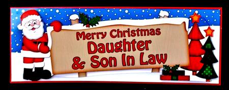 Lge Dl Xmas Daughter & Son in Law Santa Signpost Decoupage by Allen Bowen