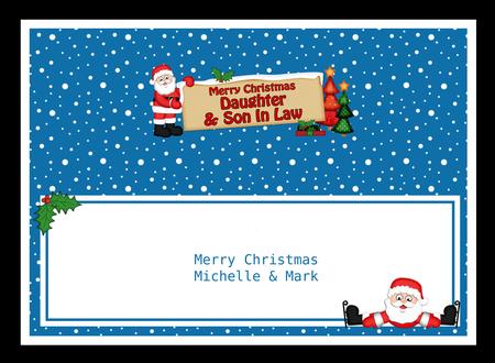 Lge Dl Xmas Daughter & Son in Law Santa Signpost Insert by Allen Bowen