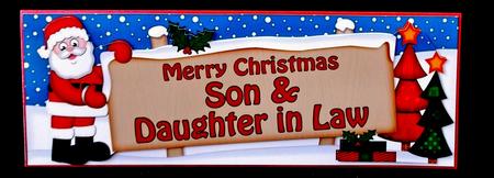 Lge Dl Xmas Son & Daughter in Law Santa Signpost Decoupage by Allen Bowen