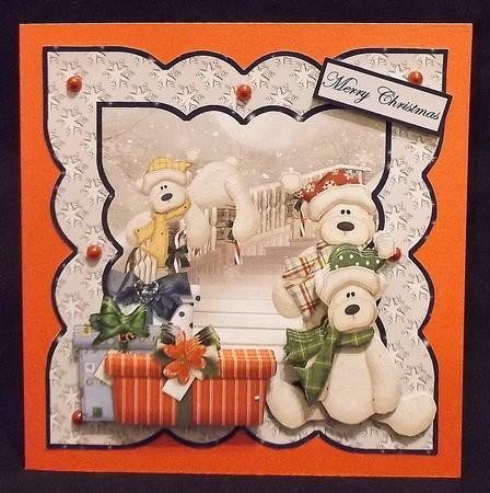 Christmas Bears Fun Card with Decoupage by Allen Bowen