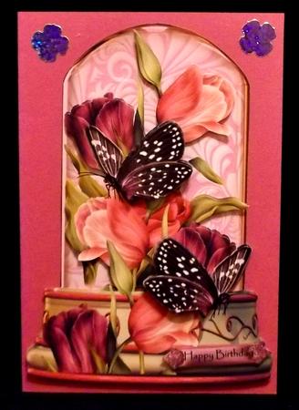 Tulips & Butterflies Globe by Allen Bowen