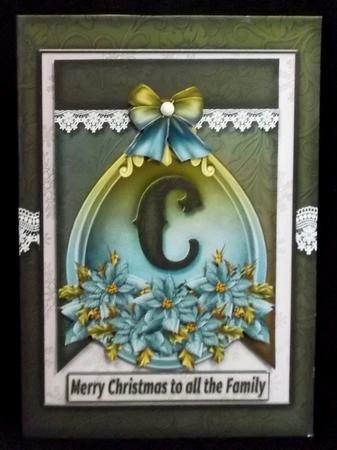 A5 Card Christmas Blue Poinsettia by Allen Bowen