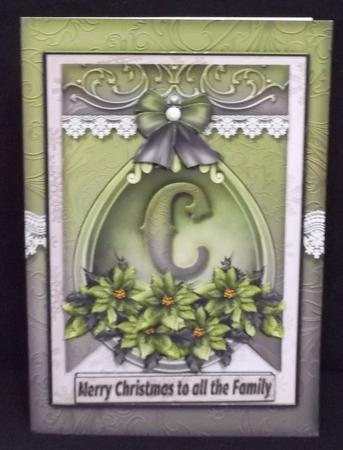 A5 Card Christmas Green Poinsettia by Allen Bowen