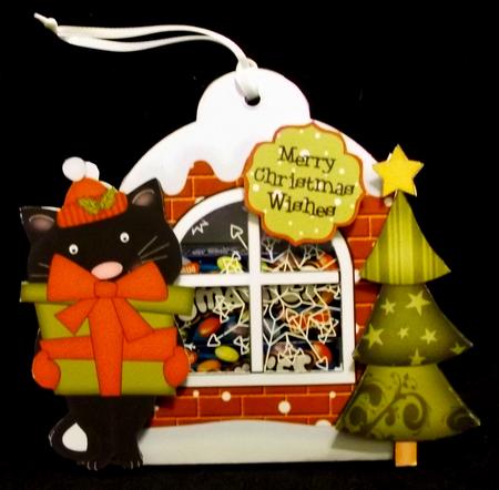 3D Little Cat Xmas Window Treat Holder Christmas Decoration by Allen Bowen