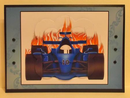 Blue Race Car Scalloped Pyramid by Allen Bowen