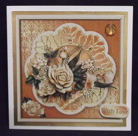 Cream Roses Decoupage Card Front by Allen Bowen