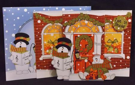 3D Christmas Singing Snowman Up Front Card Decoupage by Allen Bowen
