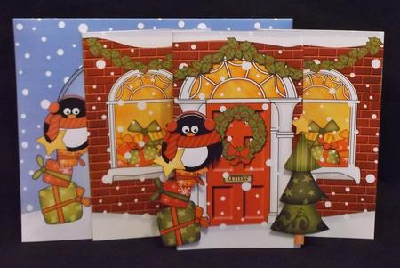 3D Christmas Pip Penguin's Star Up Front Card Decoupage by Allen Bowen