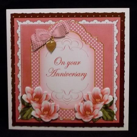 Cerise Magnolia Anniversary Fancy 7in Decoupage Topper by Allen Bowen