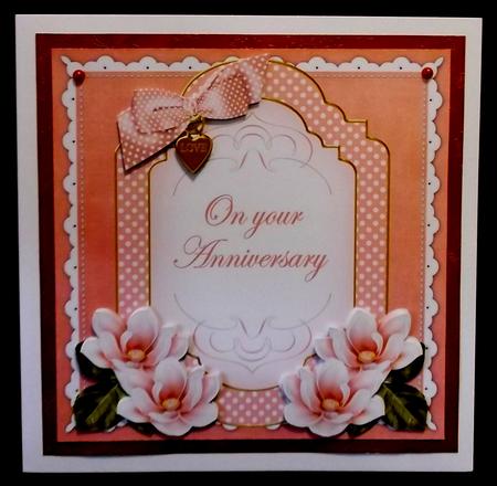 Pink Magnolia Anniversary Fancy 7in Decoupage Topper by Allen Bowen