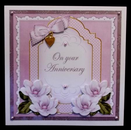 Lilac Magnolia Anniversary Fancy 7in Decoupage Topper by Allen Bowen