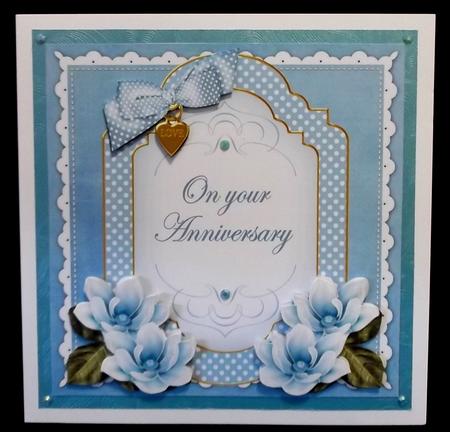 Dteal Magnolia Anniversary Fancy 7in Decoupage Topper by Allen Bowen