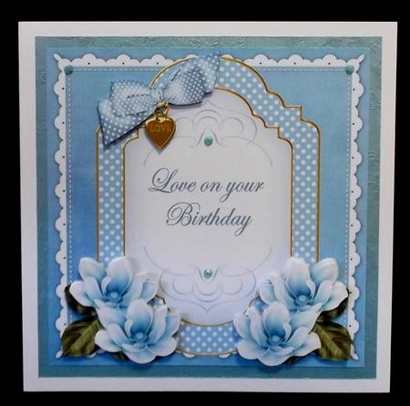Dteal Magnolia Love on Birthday Fancy 7in Decoupage Topper by Allen Bowen