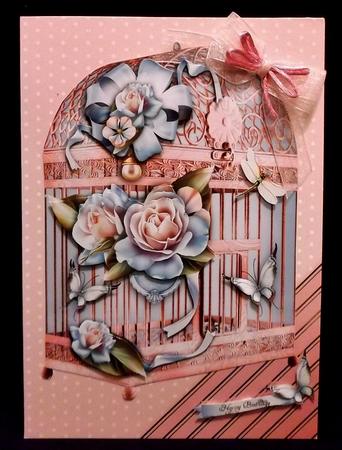 Soft Rose Bird House with Roses by Allen Bowen