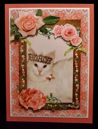 Purfect Princess ~ Pretty Kitten Decoupage Card Front by Allen Bowen