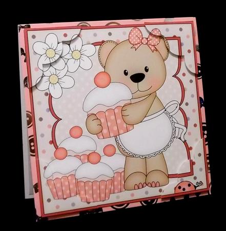8 x 8 Livvy Bear's Cupcake Scalloped Corner Topper by Allen Bowen