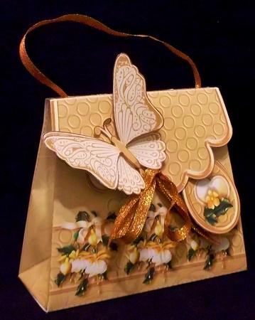 Handbag Gift Box Yellow Fuschias with Butterfly by Allen Bowen